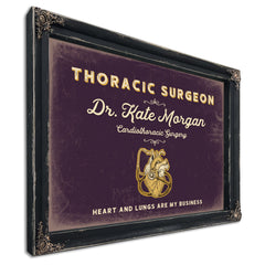 Personalized Thoracic Surgeon Sign, Heart and Lungs Are My Business, Plum & Mustard, image 1