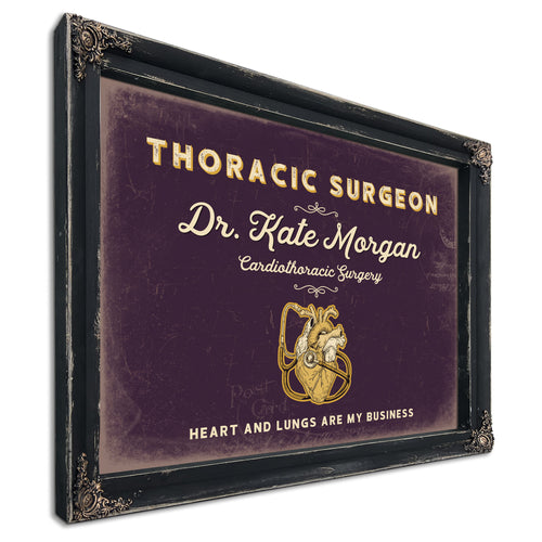 Personalized Thoracic Surgeon Sign, Heart and Lungs Are My Business, Plum & Mustard, image 1