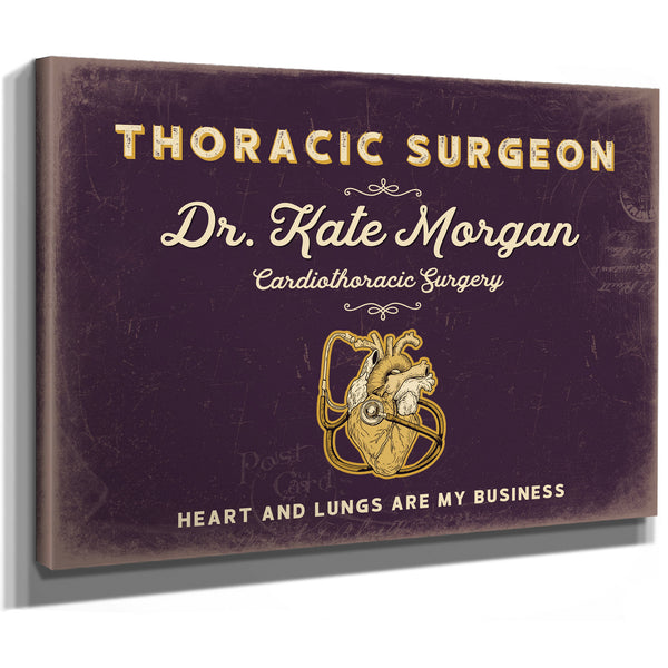 Personalized Thoracic Surgeon Sign, Heart and Lungs Are My Business, Plum & Mustard, image 8