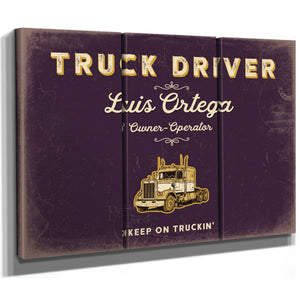 Personalized Truck Driver Sign, Keep On Truckin', Plum & Mustard, image 14