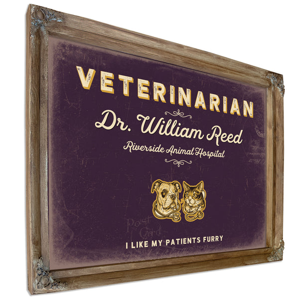 Personalized Veterinarian Sign, I Like My Patients Furry, Plum & Mustard, image 6