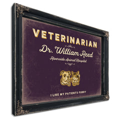 Personalized Veterinarian Sign, I Like My Patients Furry, Plum & Mustard, image 1