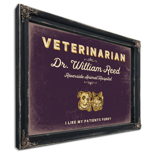 Personalized Veterinarian Sign, I Like My Patients Furry, Plum & Mustard, image 1