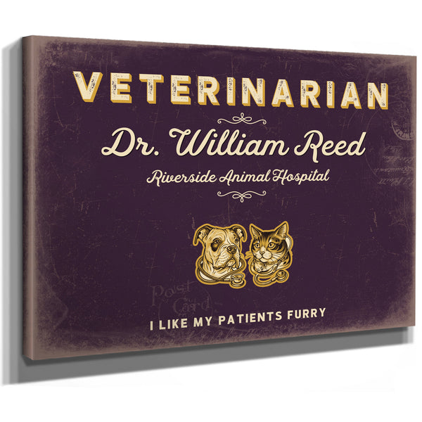 Personalized Veterinarian Sign, I Like My Patients Furry, Plum & Mustard, image 8