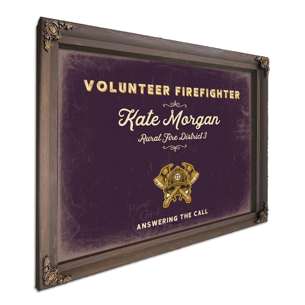 Personalized Volunteer Firefighter Sign, Answering the Call, Plum & Mustard, image 7