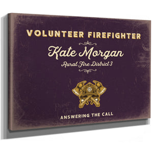 Personalized Volunteer Firefighter Sign, Answering the Call, Plum & Mustard, image 8