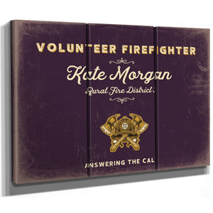 Personalized Volunteer Firefighter Sign, Answering the Call, Plum & Mustard, image 14