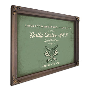 Personalized Aircraft Maintenance Technician Sign, Torqued to Spec, Sage & Forest, image 7