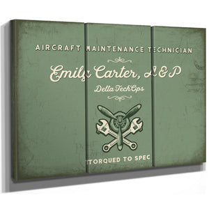 Personalized Aircraft Maintenance Technician Sign, Torqued to Spec, Sage & Forest, image 14