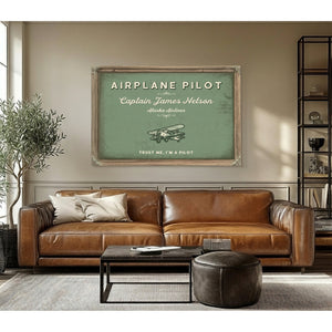 Personalized Airplane Pilot Sign, Trust Me, I'm a Pilot, Sage & Forest, image 3