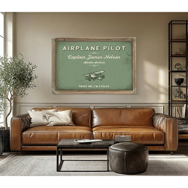 Personalized Airplane Pilot Sign, Trust Me, I'm a Pilot, Sage & Forest, image 3