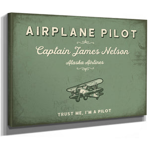 Personalized Airplane Pilot Sign, Trust Me, I'm a Pilot, Sage & Forest, image 8