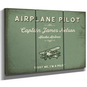 Personalized Airplane Pilot Sign, Trust Me, I'm a Pilot, Sage & Forest, image 14