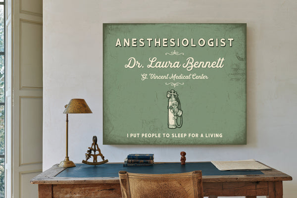 Personalized Anesthesiologist Sign, I Put People to Sleep for a Living, Sage & Forest, image 2