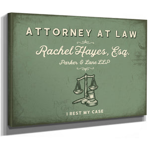 Personalized Attorney at Law Sign, I Rest My Case, Sage & Forest, image 8