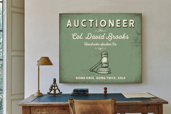 Personalized Auctioneer Sign, Going Once, Going Twice, Sold, Sage & Forest, image 2