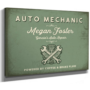Personalized Auto Mechanic Sign, Powered by Coffee & Brake Fluid, Sage & Forest, image 8