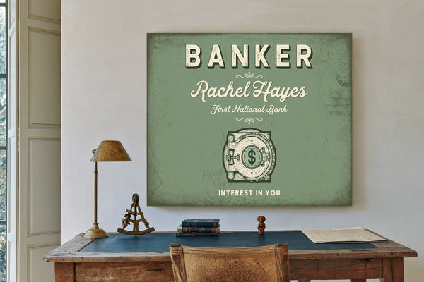 Personalized Banker Sign, Interest in You, Sage & Forest, image 2
