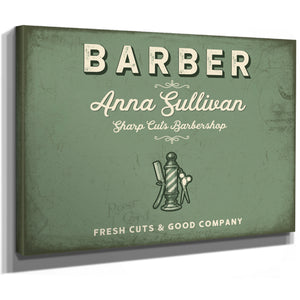Personalized Barber Sign, Fresh Cuts & Good Company, Sage & Forest, image 8