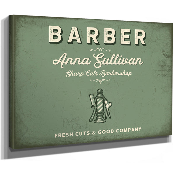 Personalized Barber Sign, Fresh Cuts & Good Company, Sage & Forest, image 8