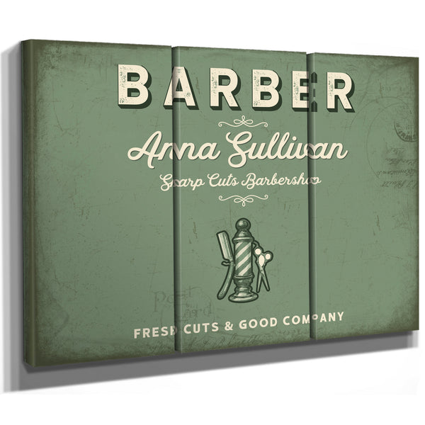 Personalized Barber Sign, Fresh Cuts & Good Company, Sage & Forest, image 14