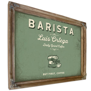 Personalized Barista Sign, But First, Coffee, Sage & Forest, image 6