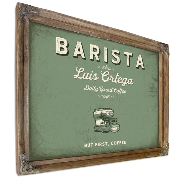 Personalized Barista Sign, But First, Coffee, Sage & Forest, image 6