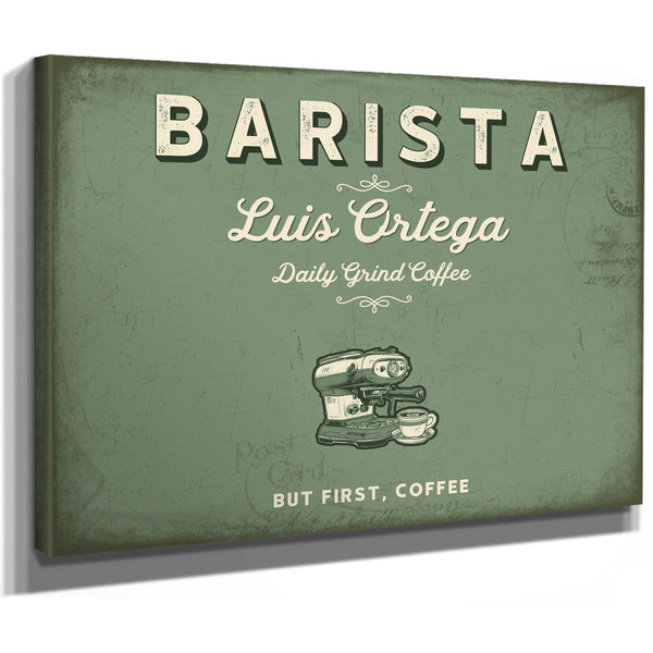 Personalized Barista Sign, But First, Coffee, Sage & Forest, image 8