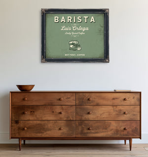 Personalized Barista Sign, But First, Coffee, Sage & Forest, image 19