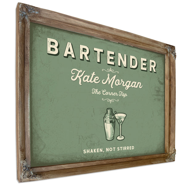 Personalized Bartender Sign, Shaken, Not Stirred, Sage & Forest, image 6