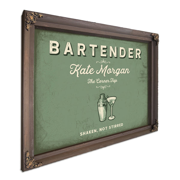 Personalized Bartender Sign, Shaken, Not Stirred, Sage & Forest, image 7