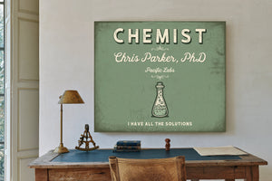 Personalized Chemist Sign, I Have All the Solutions, Sage & Forest, image 2