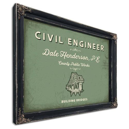 Personalized Civil Engineer Sign, Building Bridges, Sage & Forest, image 1