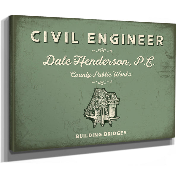 Personalized Civil Engineer Sign, Building Bridges, Sage & Forest, image 8