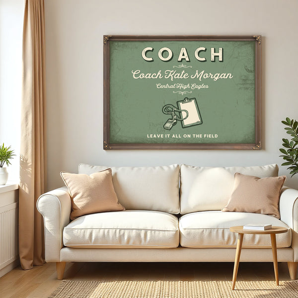 Personalized Coach Sign, Leave It All on the Field, Sage & Forest, image 5