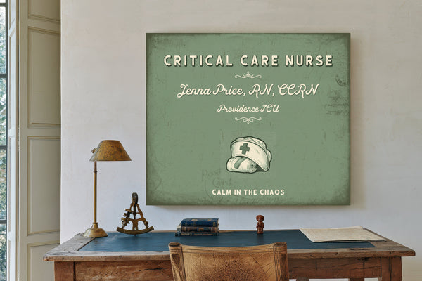 Personalized Critical Care Nurse Sign, Calm in the Chaos, Sage & Forest, image 2