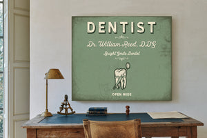 Personalized Dentist Sign, Open Wide, Sage & Forest, image 2