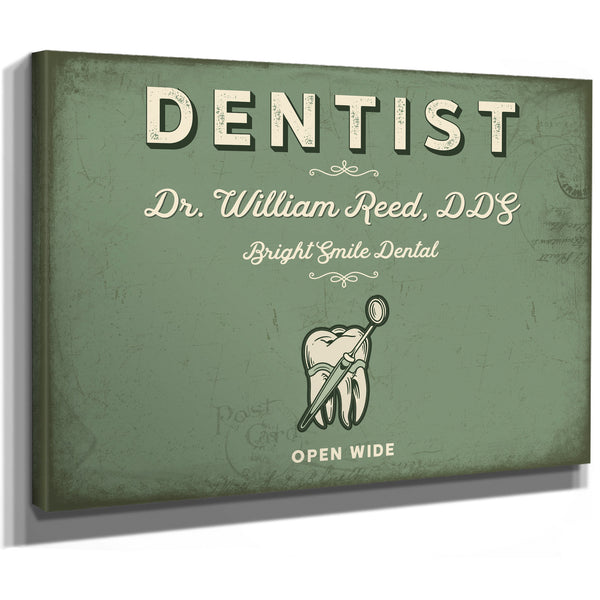 Personalized Dentist Sign, Open Wide, Sage & Forest, image 8