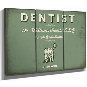 Personalized Dentist Sign, Open Wide, Sage & Forest, image 14