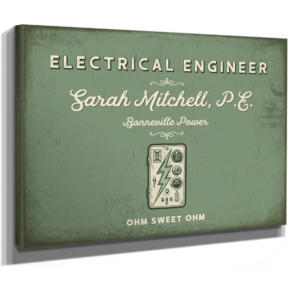 Personalized Electrical Engineer Sign, Ohm Sweet Ohm, Sage & Forest, image 8