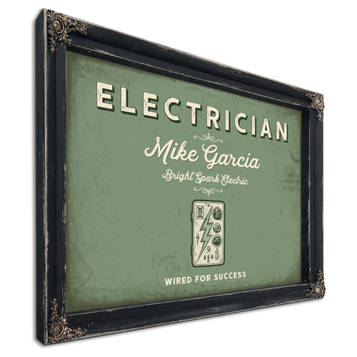 Personalized Electrician Sign, Wired for Success, Sage & Forest, image 1