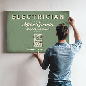 Personalized Electrician Sign, Wired for Success, Sage & Forest, image 9