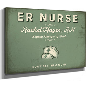 Personalized ER Nurse Sign, Don't Say the Q Word, Sage & Forest, image 8