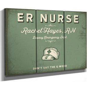 Personalized ER Nurse Sign, Don't Say the Q Word, Sage & Forest, image 14