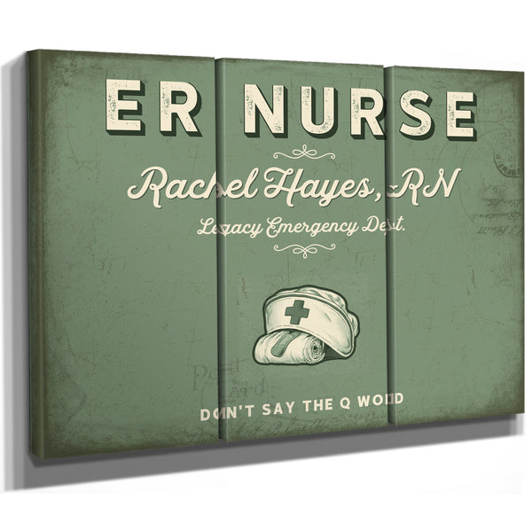 Personalized ER Nurse Sign, Don't Say the Q Word, Sage & Forest, image 14