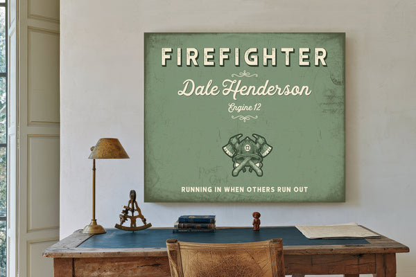 Personalized Firefighter Sign, Running In When Others Run Out, Sage & Forest, image 2