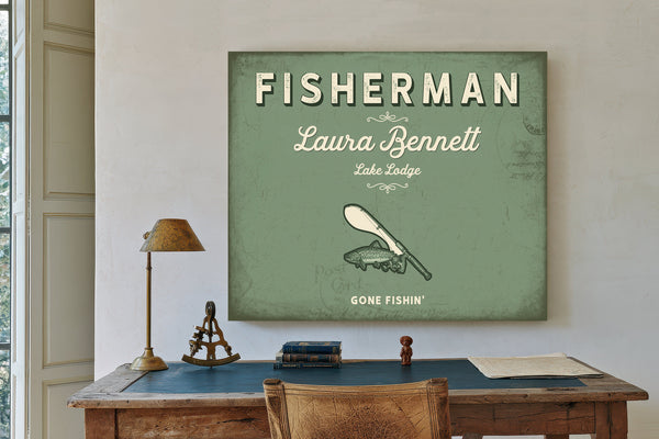 Personalized Fisherman Sign, Gone Fishin', Sage & Forest, image 2