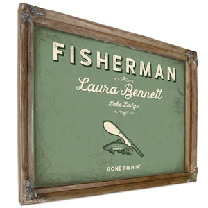 Personalized Fisherman Sign, Gone Fishin', Sage & Forest, image 6