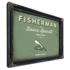 Personalized Fisherman Sign, Gone Fishin', Sage & Forest, image 1