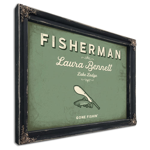Personalized Fisherman Sign, Gone Fishin', Sage & Forest, image 1
